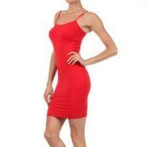 Yelete NWT Red Seamless Tank Top Dress Stretchy Layering Cami One Size XS S M L